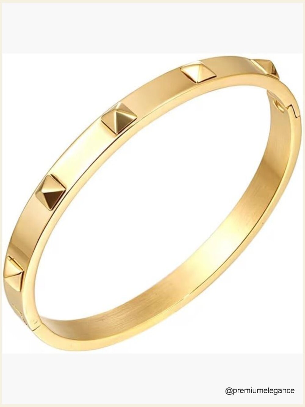 18K Gold Plated Stainless Steel Pyramid Design Bangle Bracelet